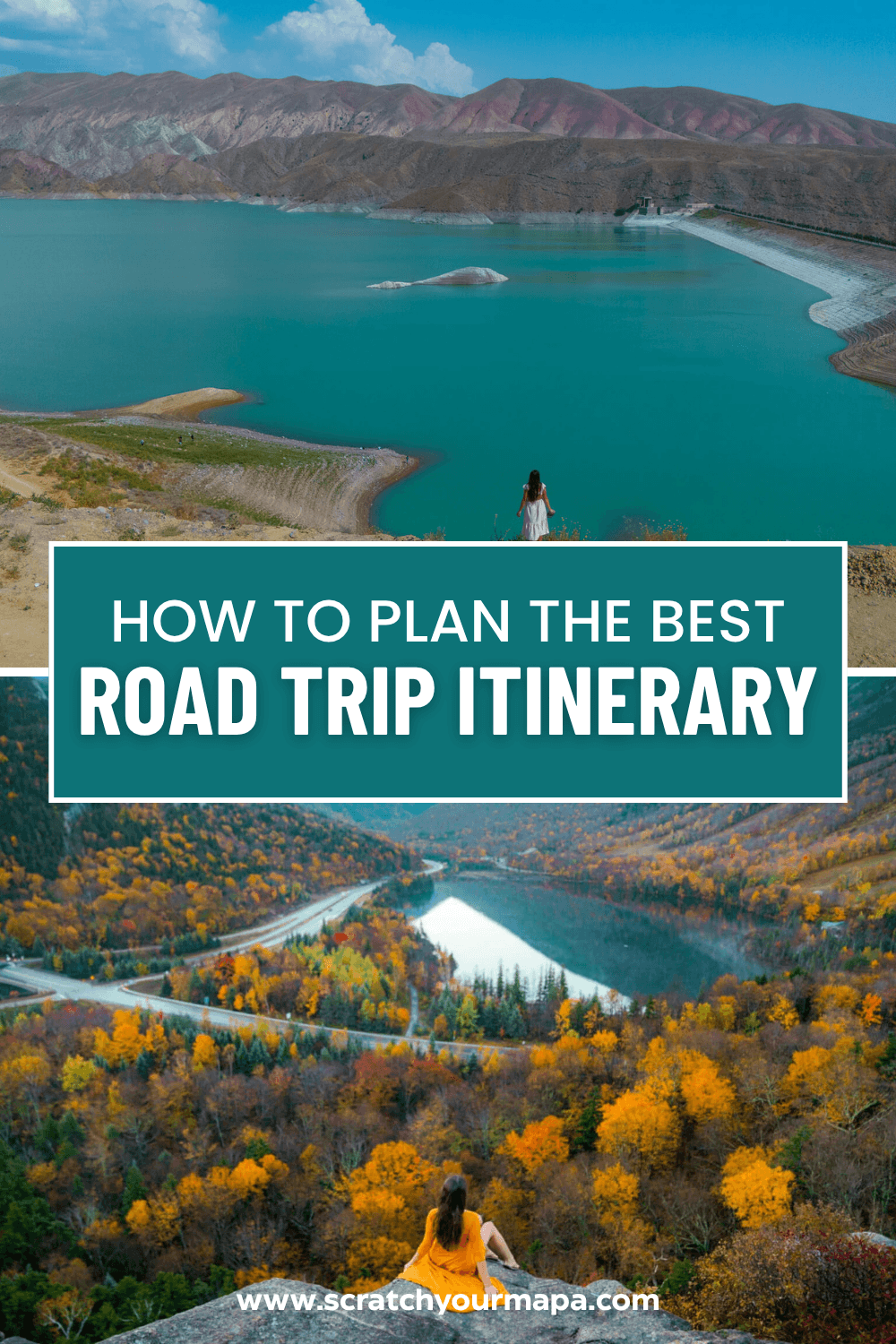 Road trip itinerary pins