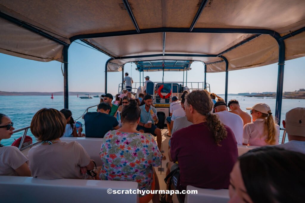 boat ride to the island of Comino