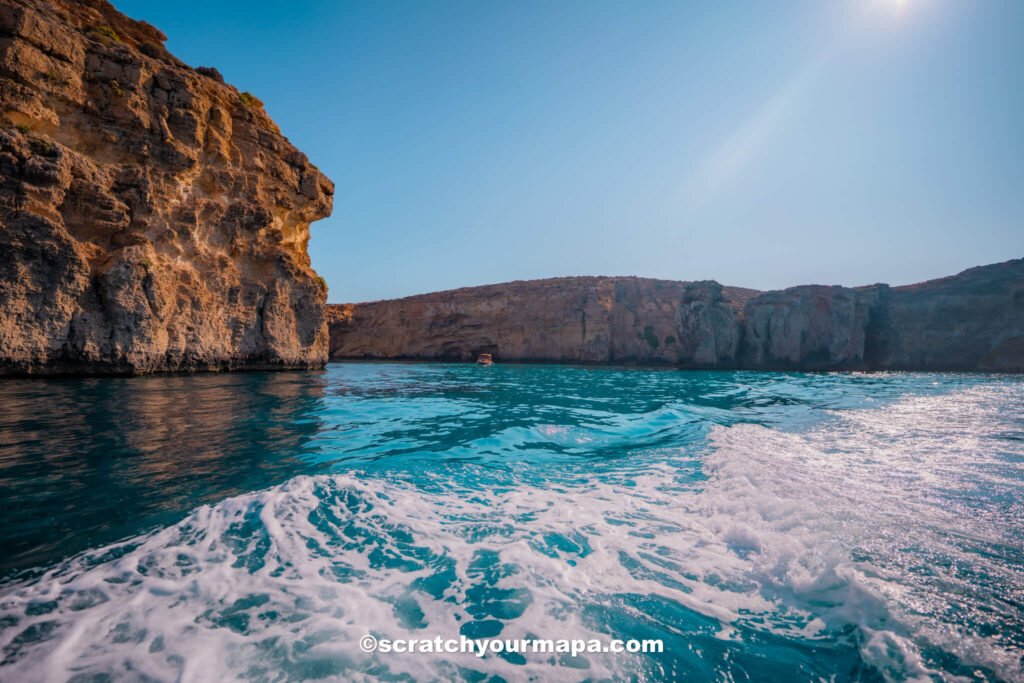 boat ride to the island of Comino