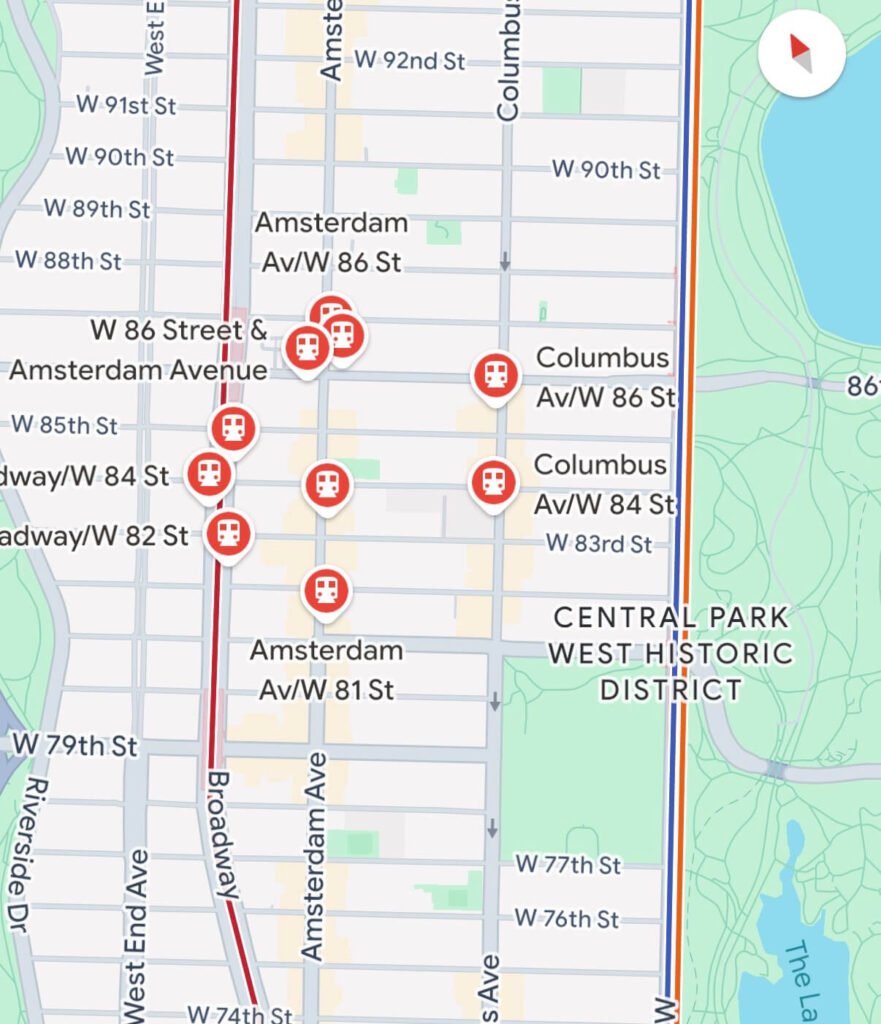 map of buses in the Upper West Side